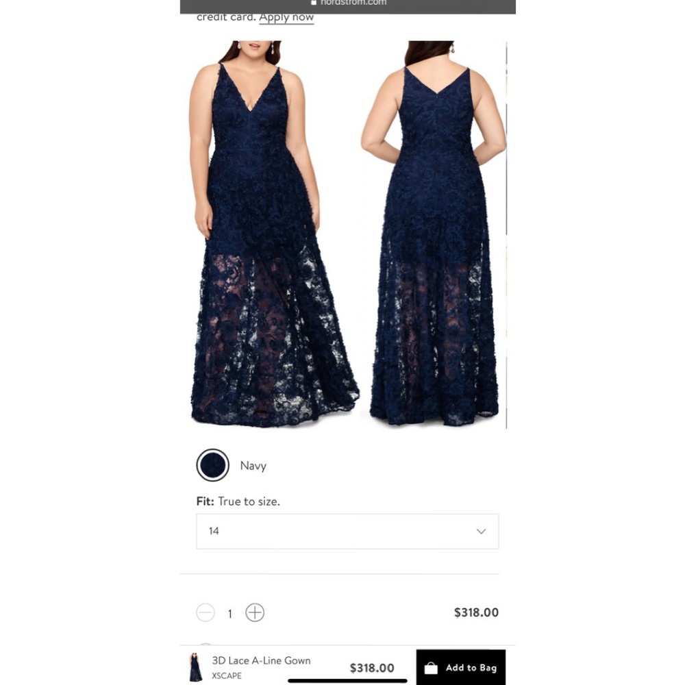 Black Floral Appliqué Formal Dress | XSCAPE | A-Line | Sheer